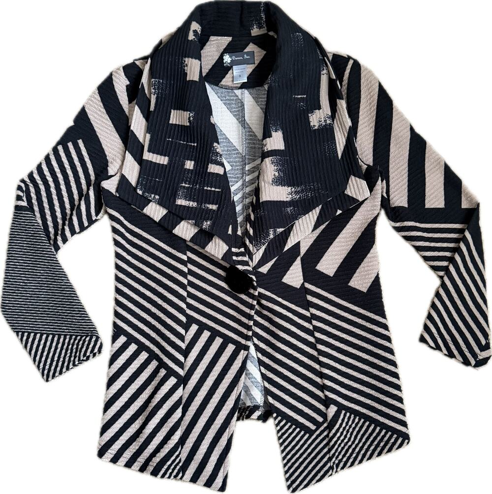 Damee Art to Wear Velvet Button Front Layered Jacket Blazer Women’s S Stripe‎